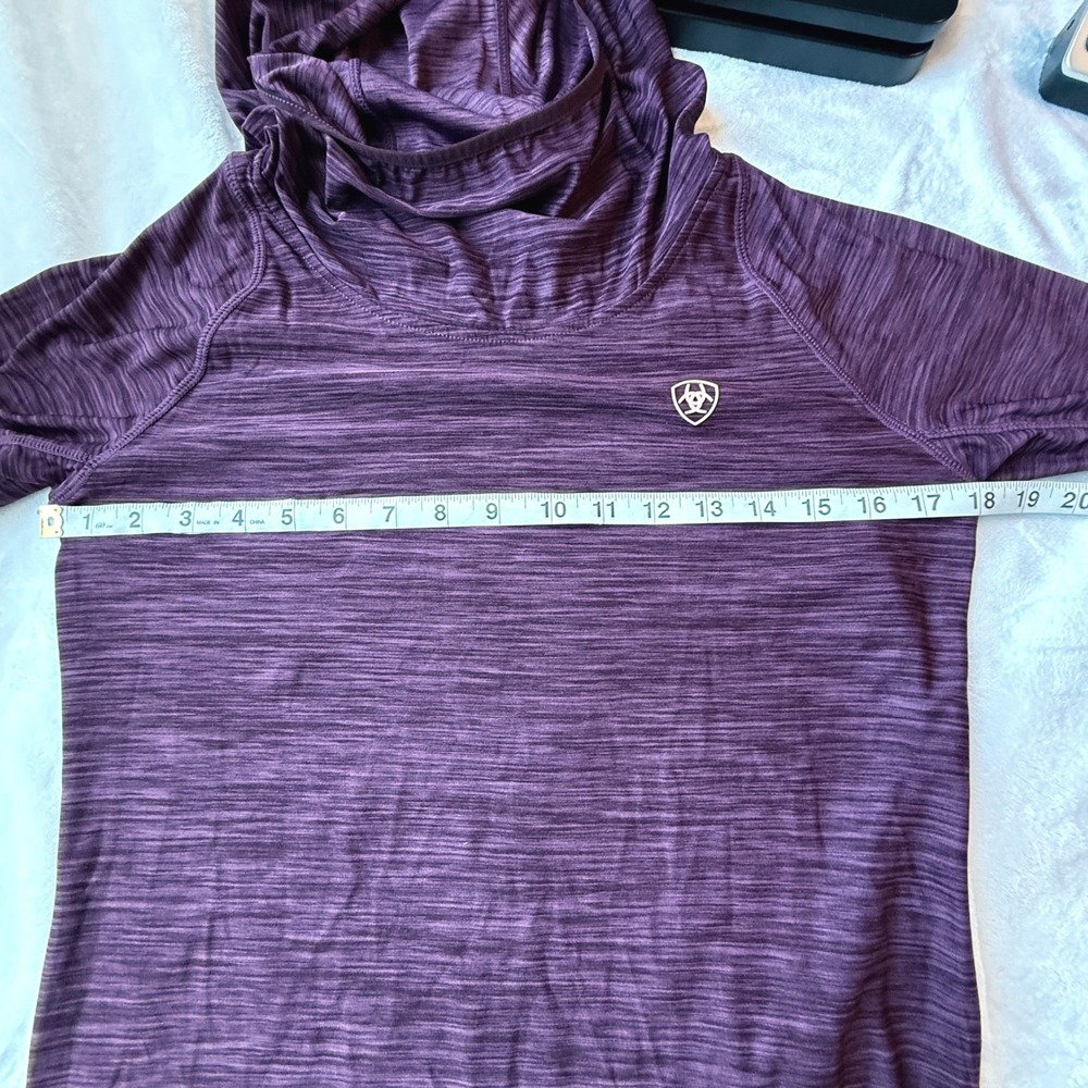 Ariat AriatTEK Hoodie Women S Purple Space Dye Cowl Neck Thumbhole Excellent - Picture 6 of 13